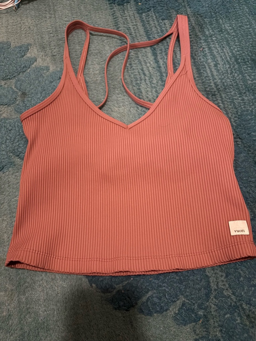 Vuori Ribbed V-Neck Camisole in Dusty Rose